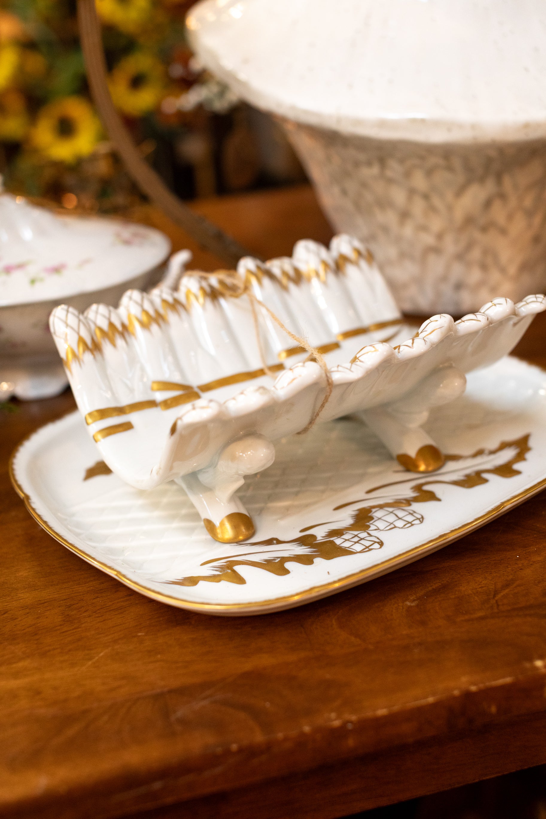 Vintage French Asparagus Server with Underplate Made in France