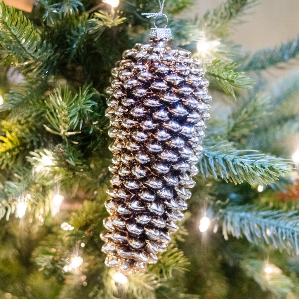 Antiqued Silver Pinecone Ornament