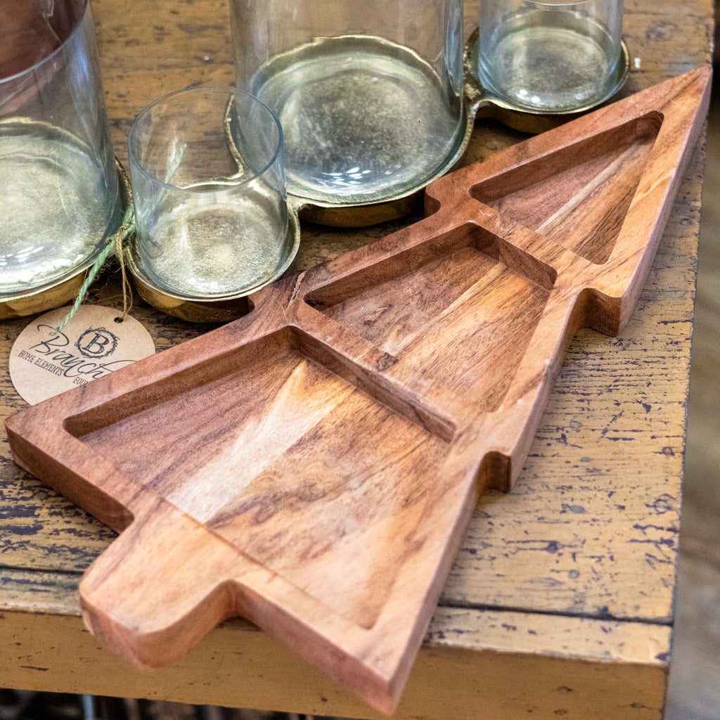 Tree Divided Wood Tray