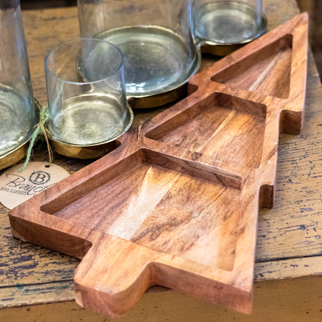 Tree Divided Wood Tray