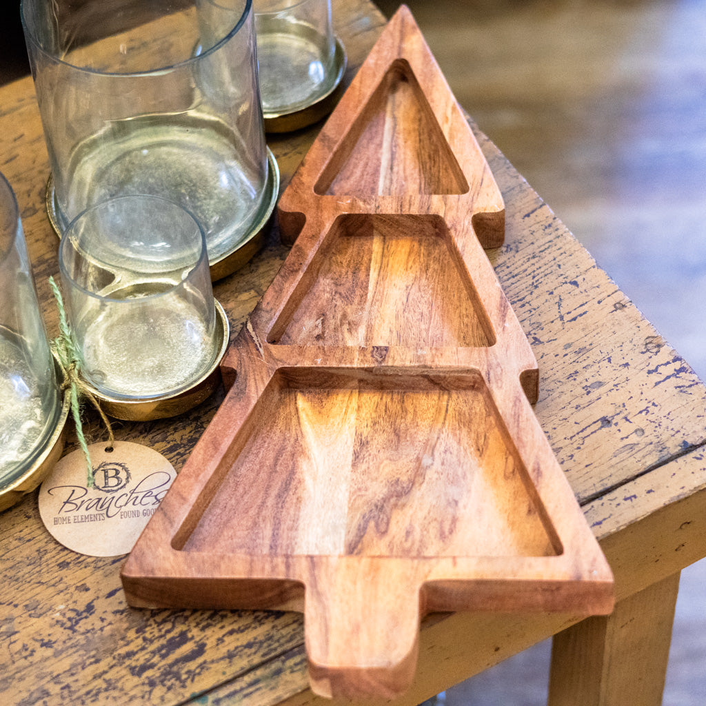 Tree Divided Wood Tray