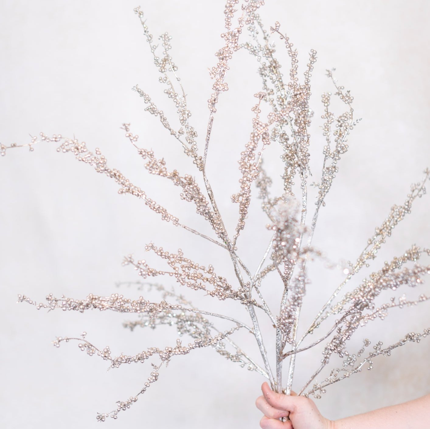 Metallic and Glitter Seed Branch Platinum Spray