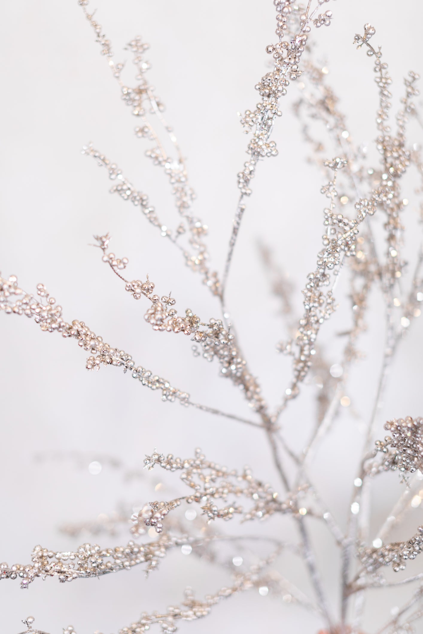 Metallic and Glitter Seed Branch Platinum Spray