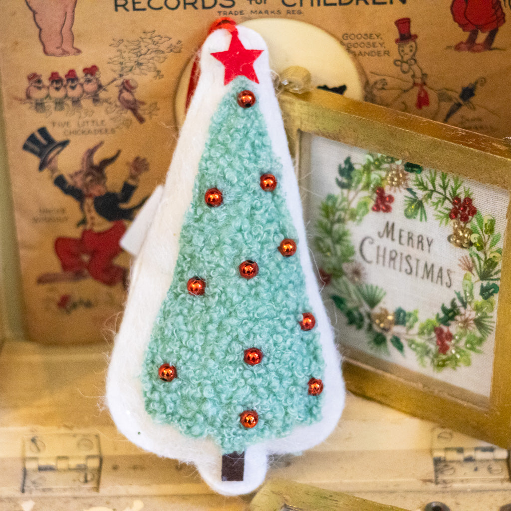 Tree Green Red White Ornament