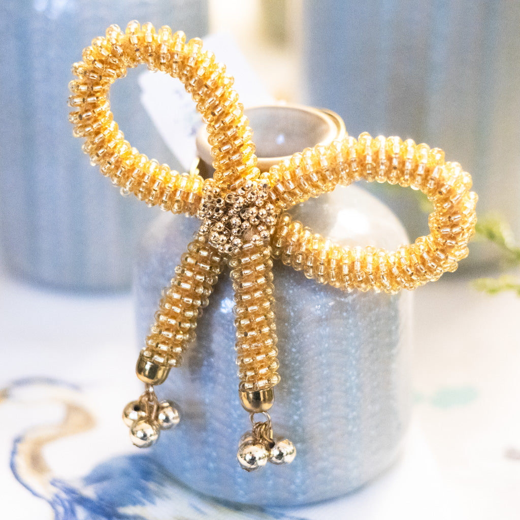 Metal Bead Gold Bow Napkin Ring