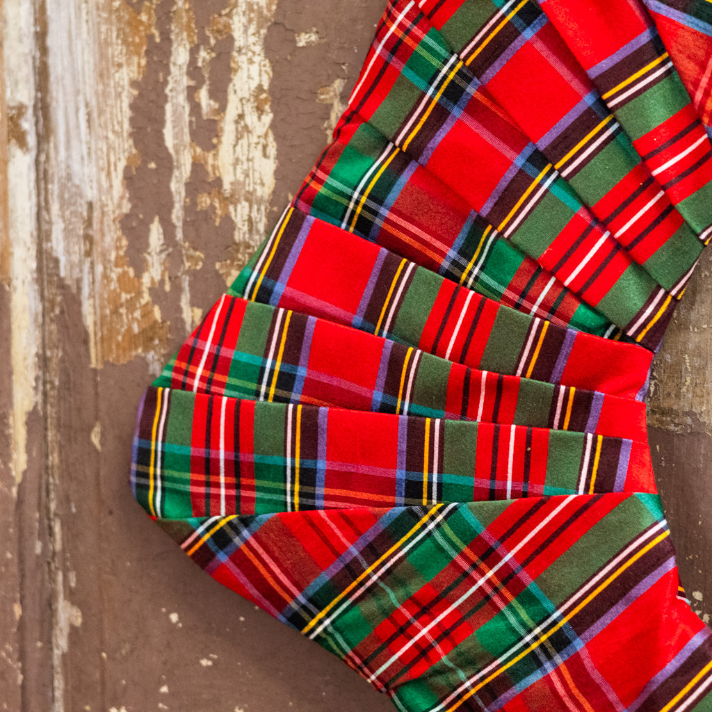 Pleated Paid Body and Velvet Red Cuff Stocking