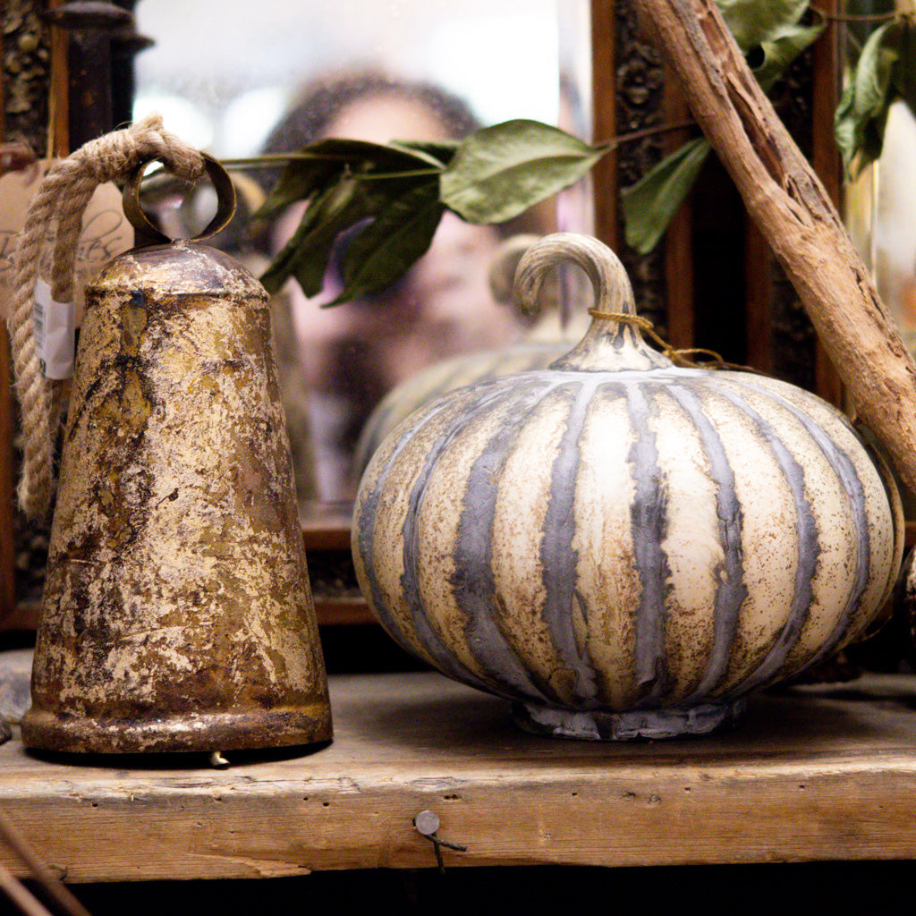 Matte Antiqued Gold Mercury Glass Pumpkin Large
