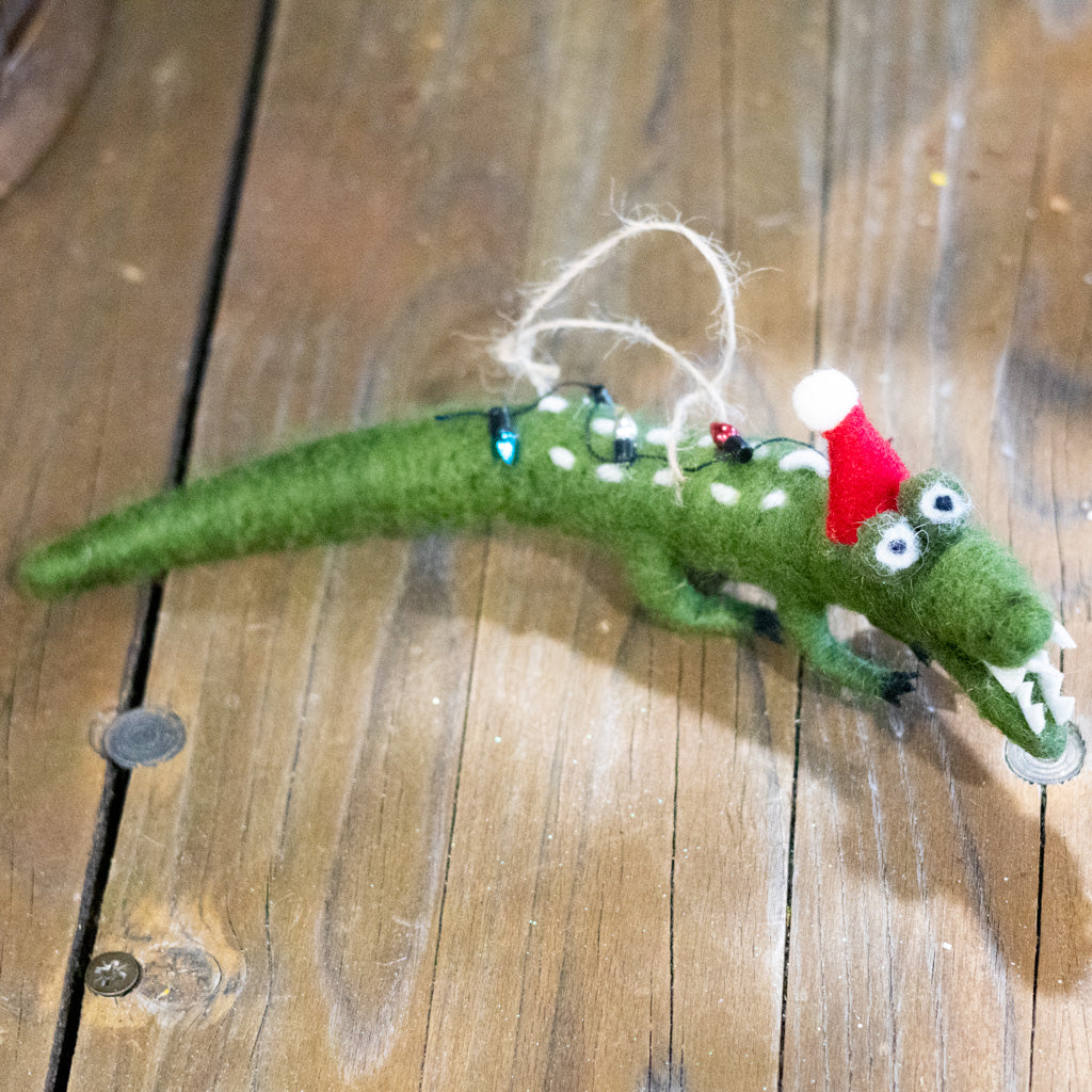 Felt Alligator with Santa Hat