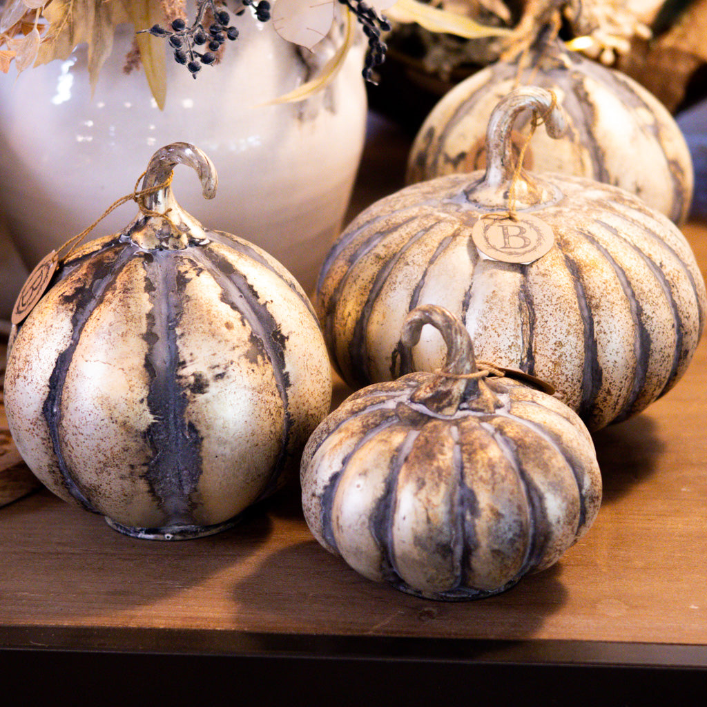 Matte Antiqued Gold Mercury Glass Pumpkin Medium