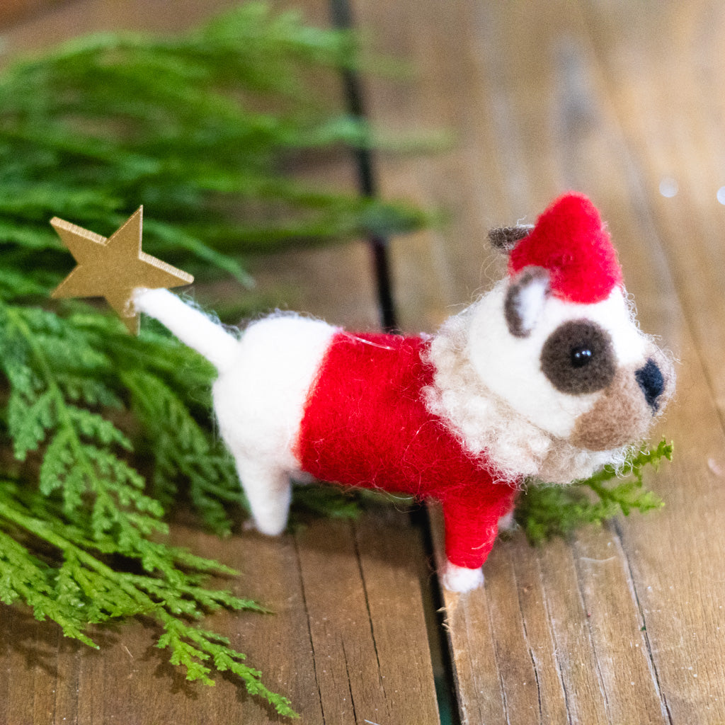 Felt Puppy in Red Outfit with Star Ornament