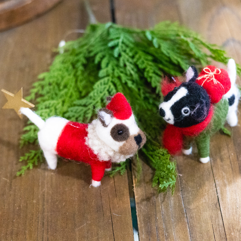 Felt Puppy in Red Outfit with Star Ornament