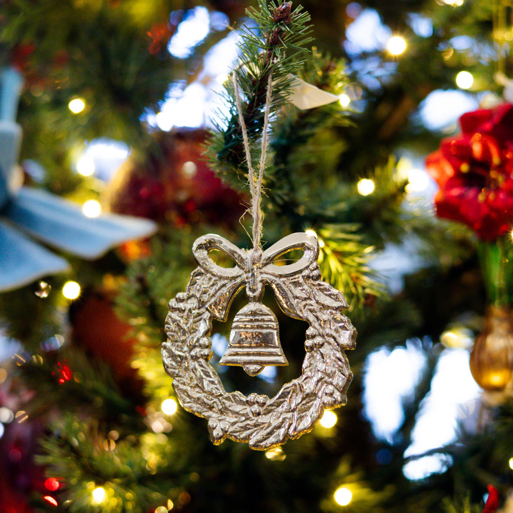 Gold Wreath with Bell Ornament