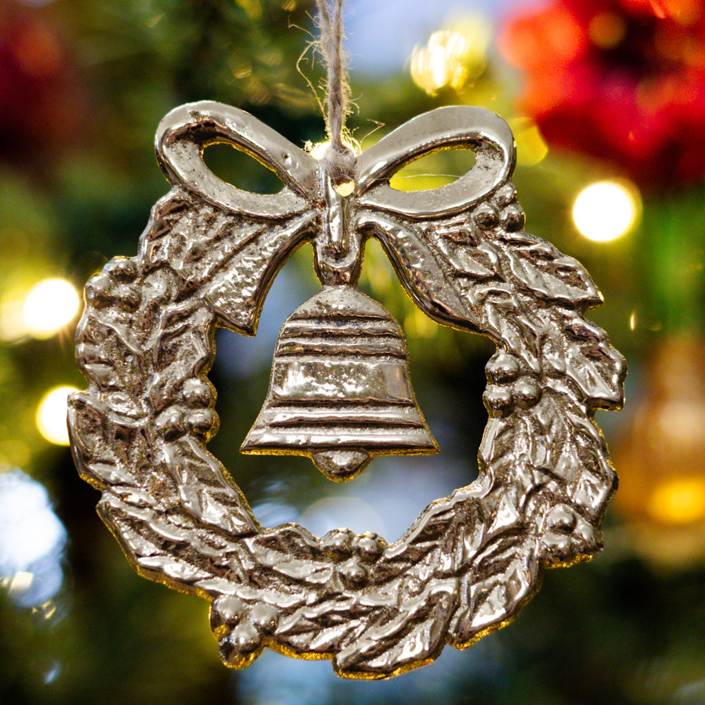 Gold Wreath with Bell Ornament