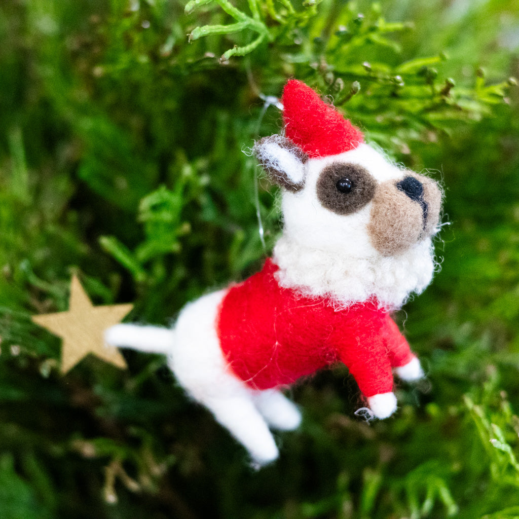 Felt Puppy in Red Outfit with Star Ornament