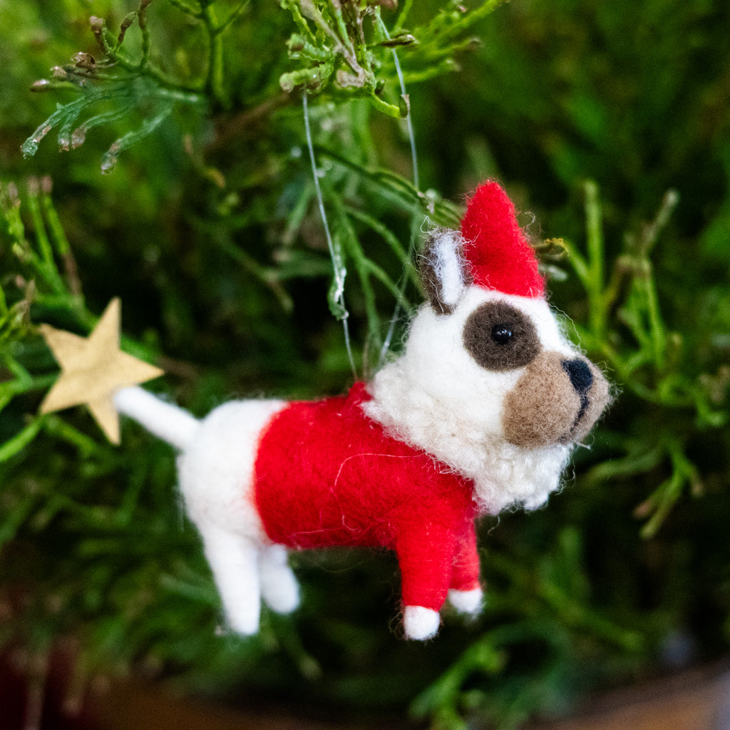 Felt Puppy in Red Outfit with Star Ornament