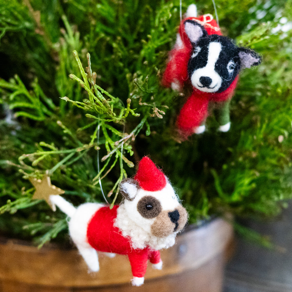 Felt Puppy in Red Outfit with Star Ornament