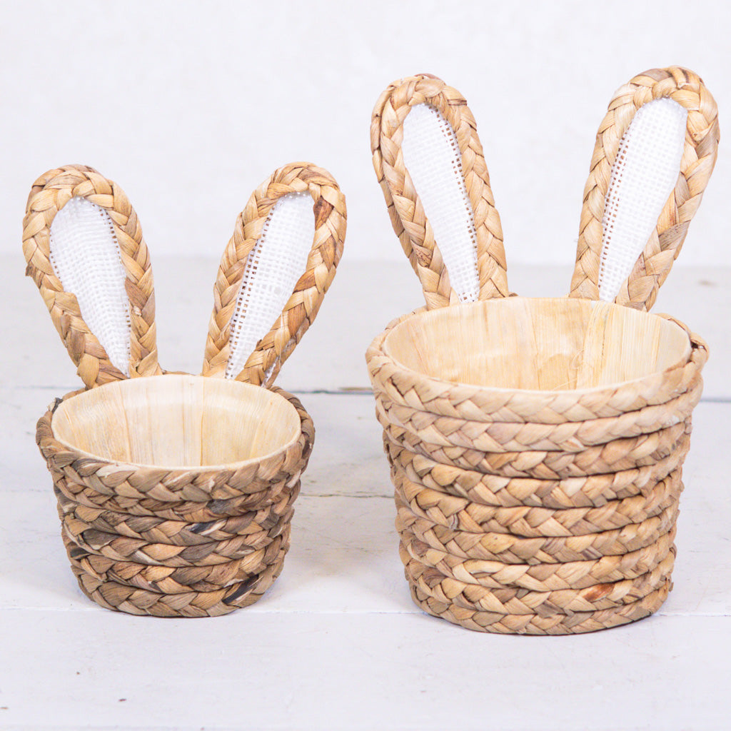 Natural Basketweave Bunny Ear Basket Tall