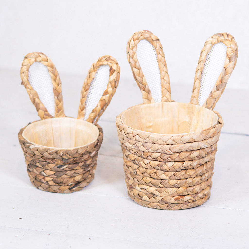 Natural Basketweave Bunny Ear Basket Tall