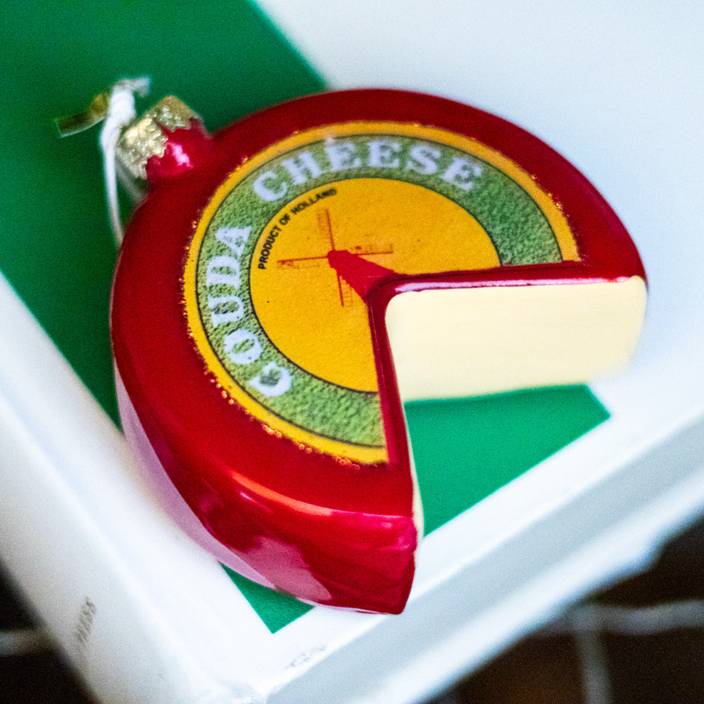 Gouda Cheese Wheel Glass Ornament
