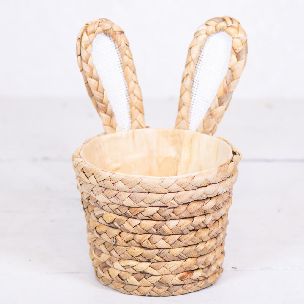 Natural Basketweave Bunny Ear Basket Tall