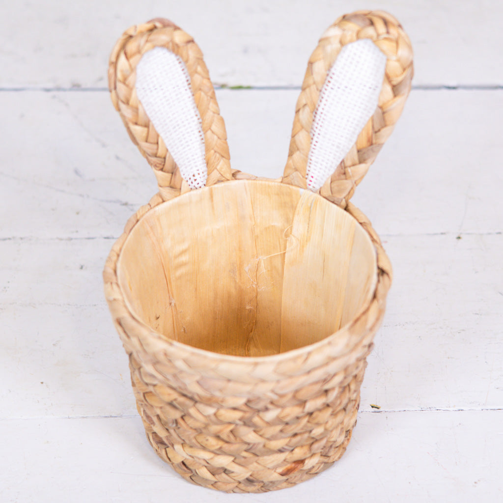 Natural Basketweave Bunny Ear Basket Tall