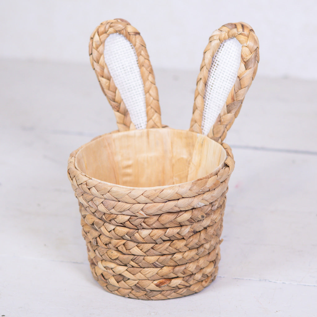 Natural Basketweave Bunny Ear Basket Tall