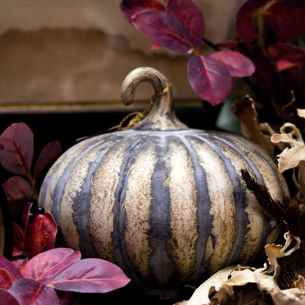 Matte Antiqued Gold Mercury Glass Pumpkin Large
