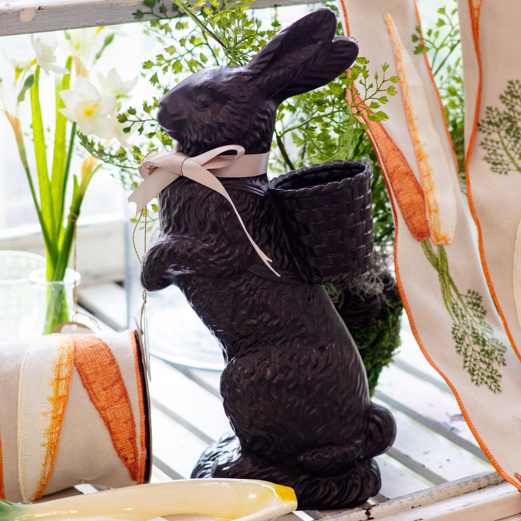 Resin Chocolate Standing Bunny with Basket