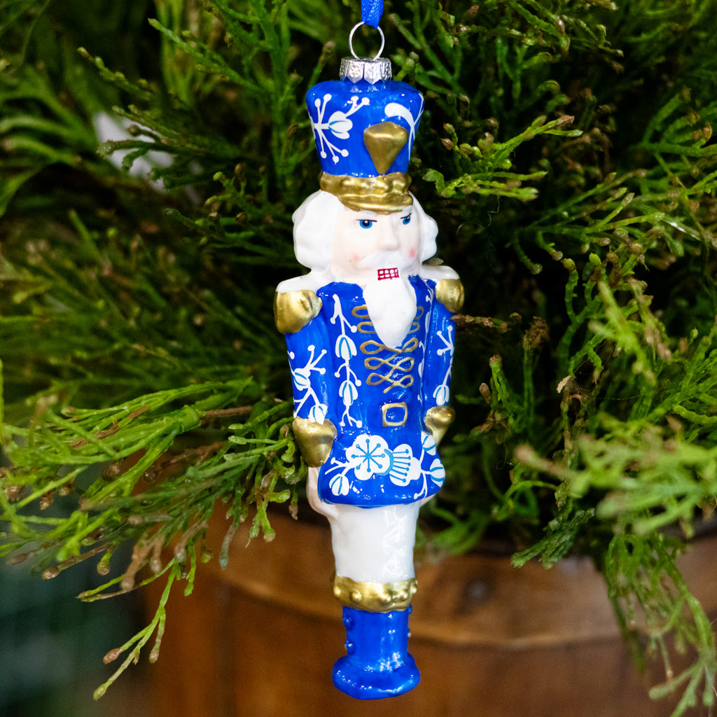 Glass Royal Blue Toy Solider Ornament