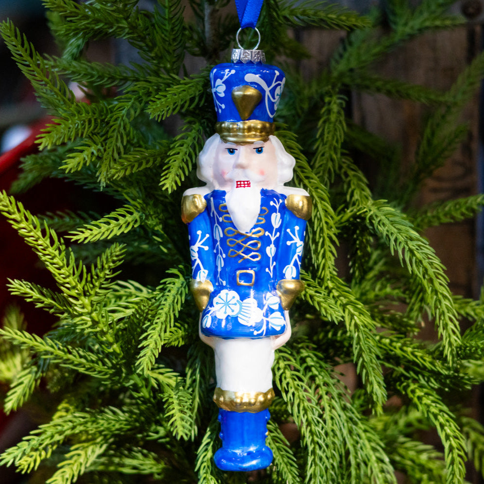 Glass Royal Blue Toy Solider Ornament