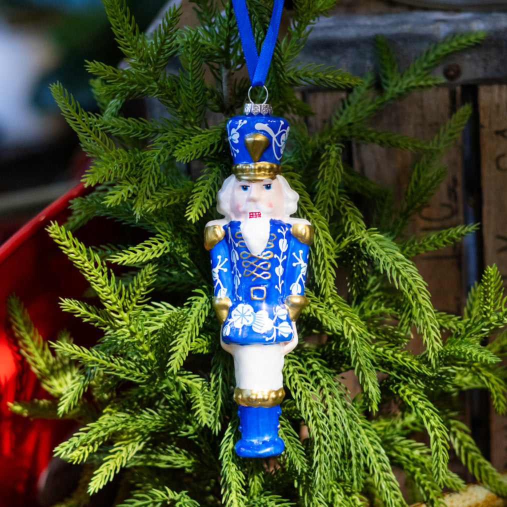 Glass Royal Blue Toy Solider Ornament