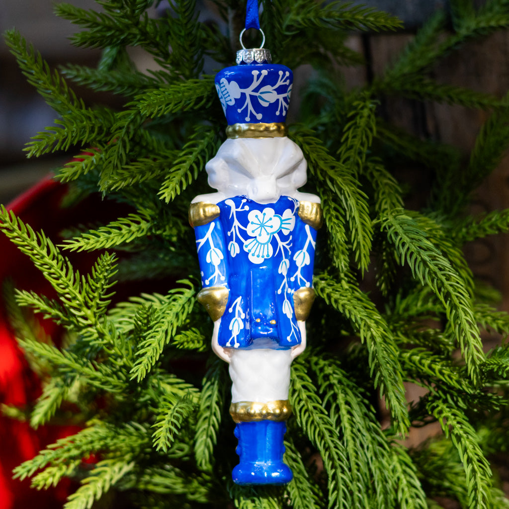 Glass Royal Blue Toy Solider Ornament