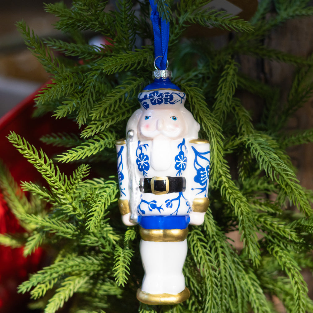 Glass White Toy Solider Ornament
