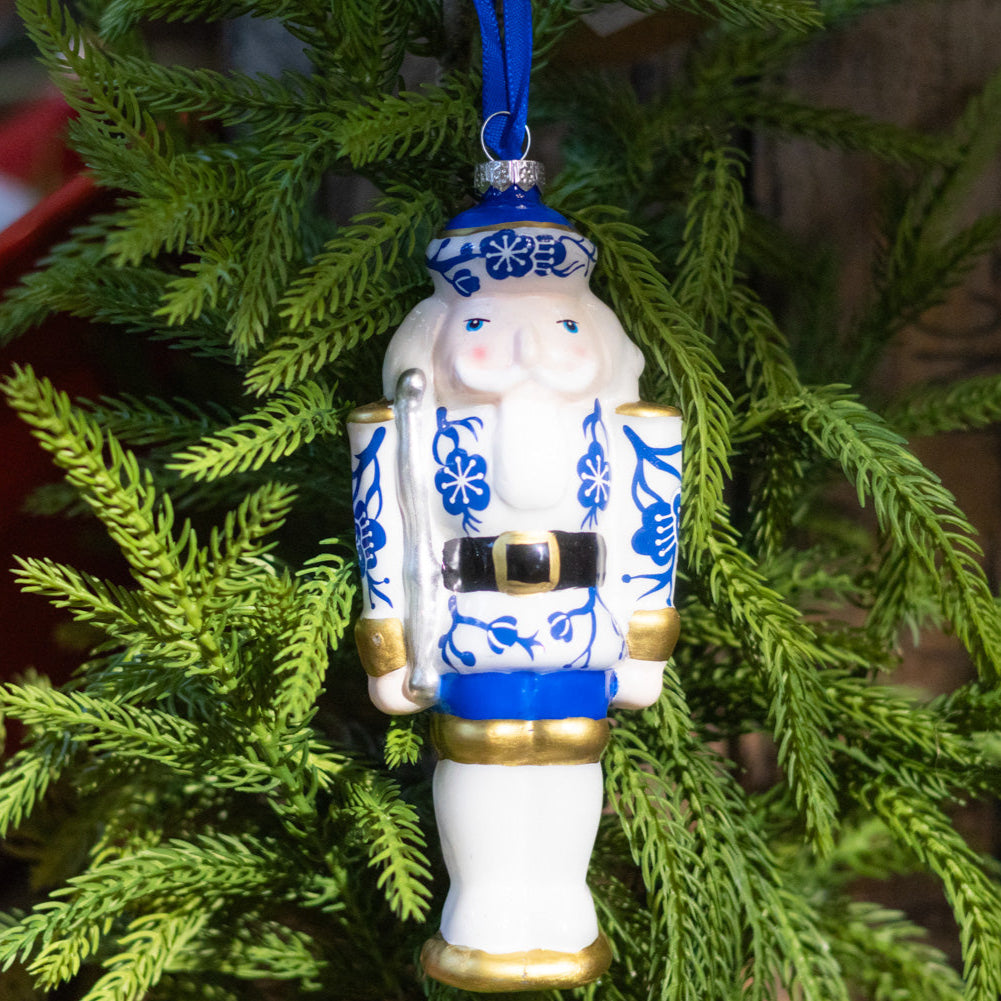 Glass White Toy Solider Ornament