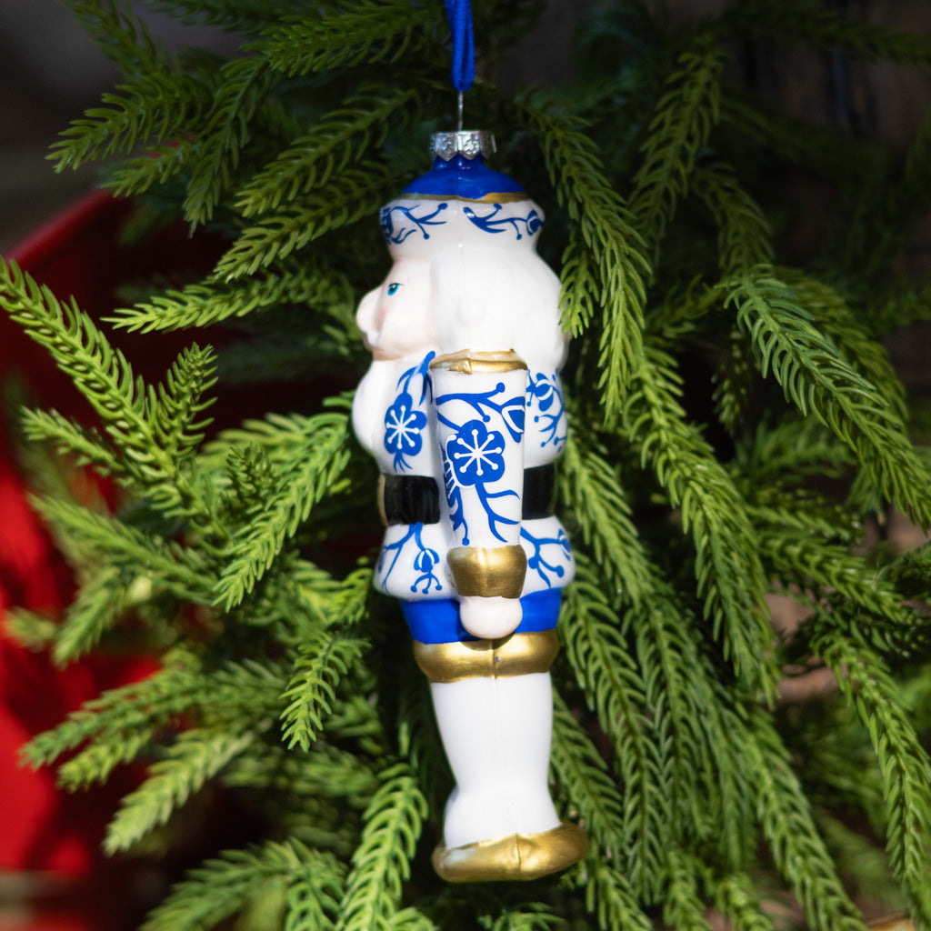 Glass White Toy Solider Ornament