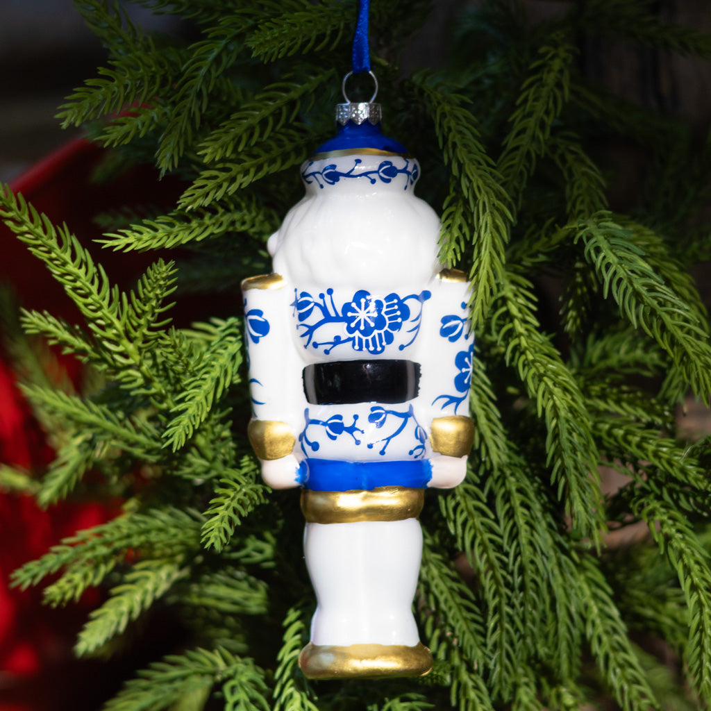 Glass White Toy Solider Ornament