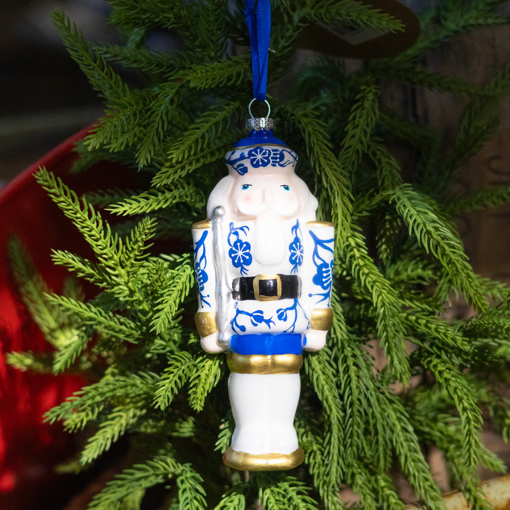 Glass White Toy Solider Ornament