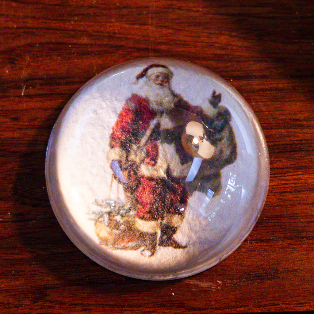 Santa with Toy Sack Glass Paperweight
