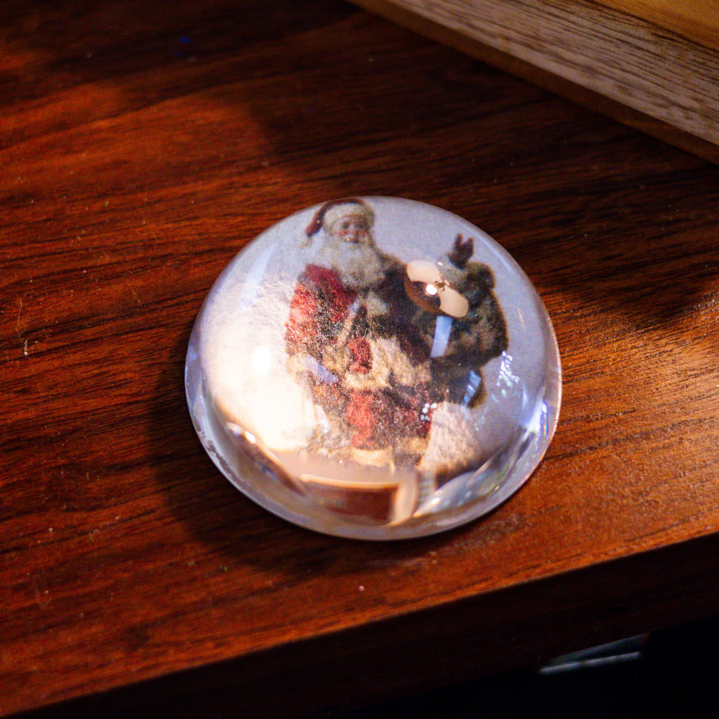 Santa with Toy Sack Glass Paperweight