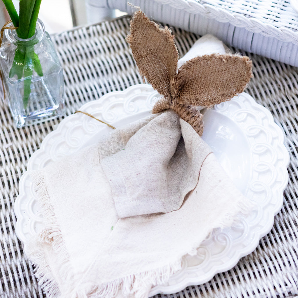 Easter Bunny Ears Napkin Ring Burlap and Jute