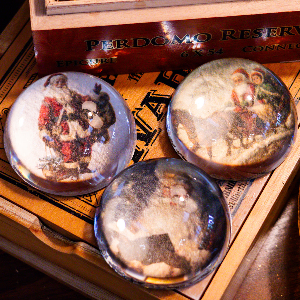 Santa with Toy Sack Glass Paperweight