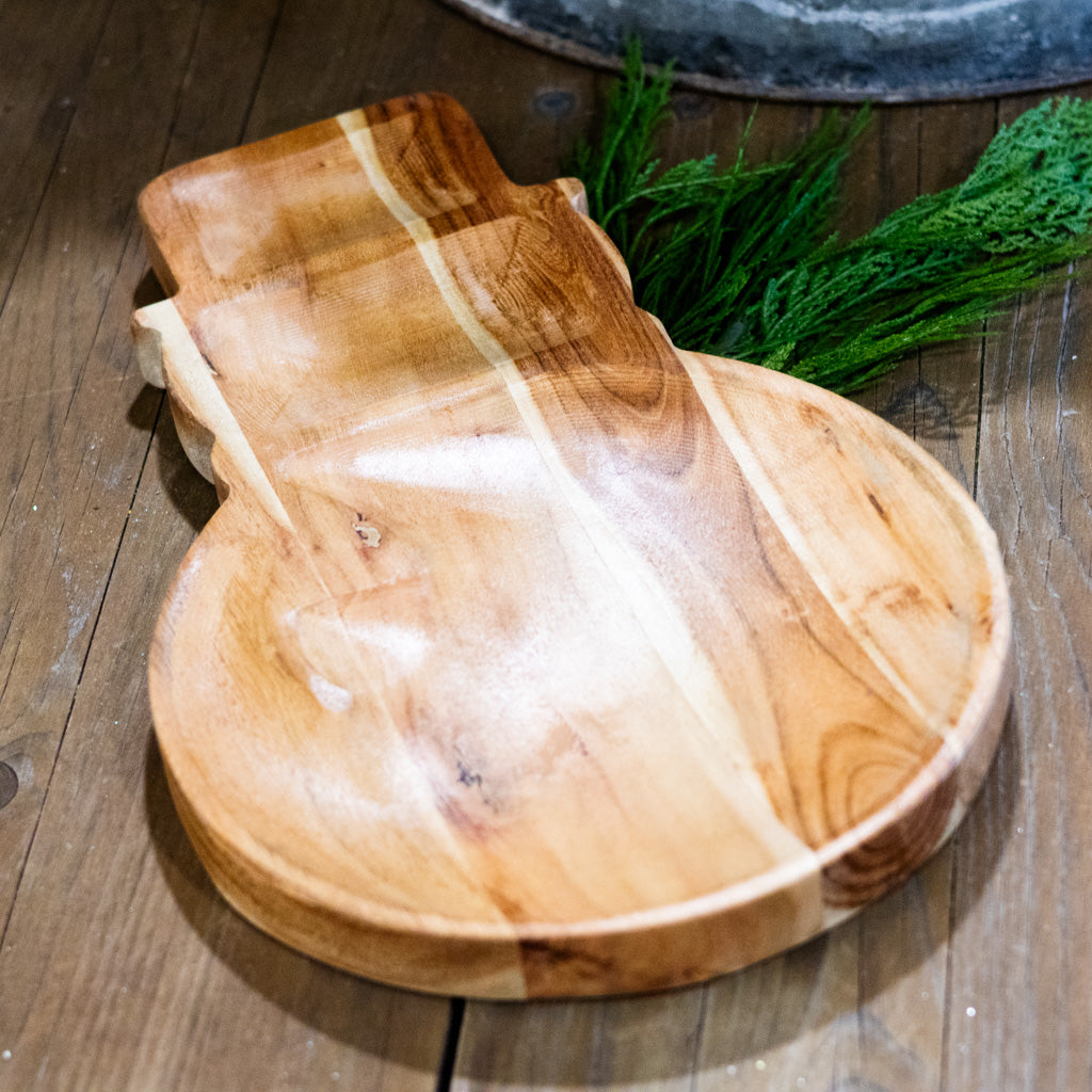 Snowman Wood Divided Tray