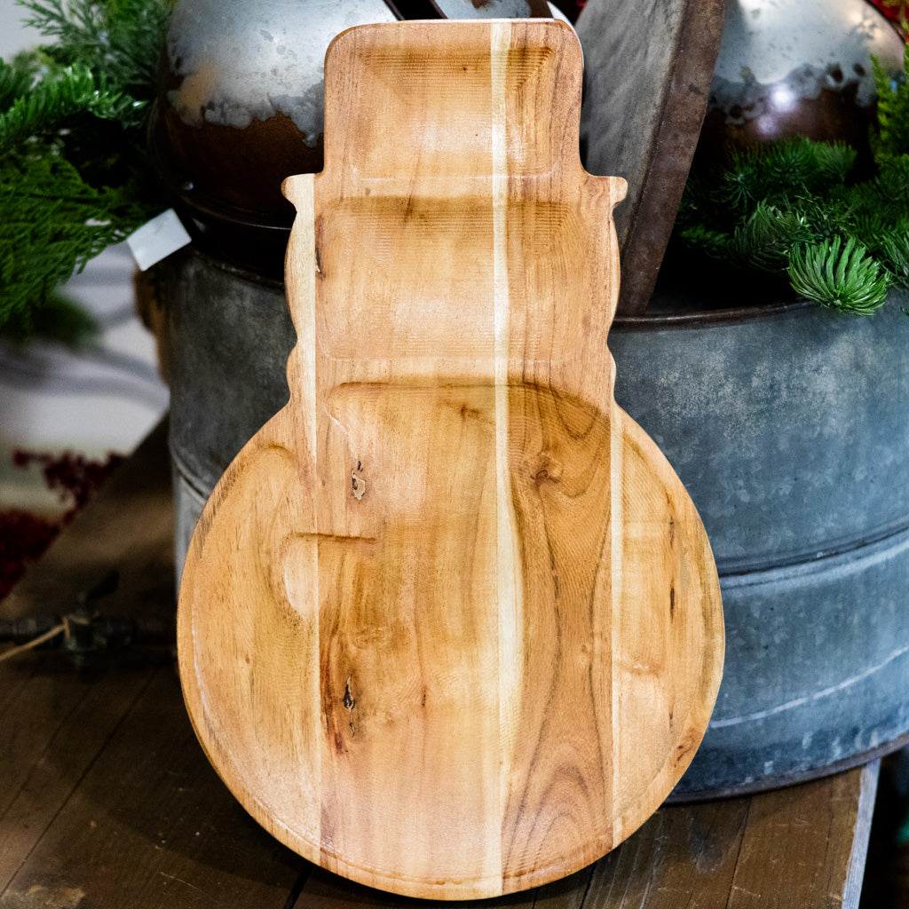 Snowman Wood Divided Tray