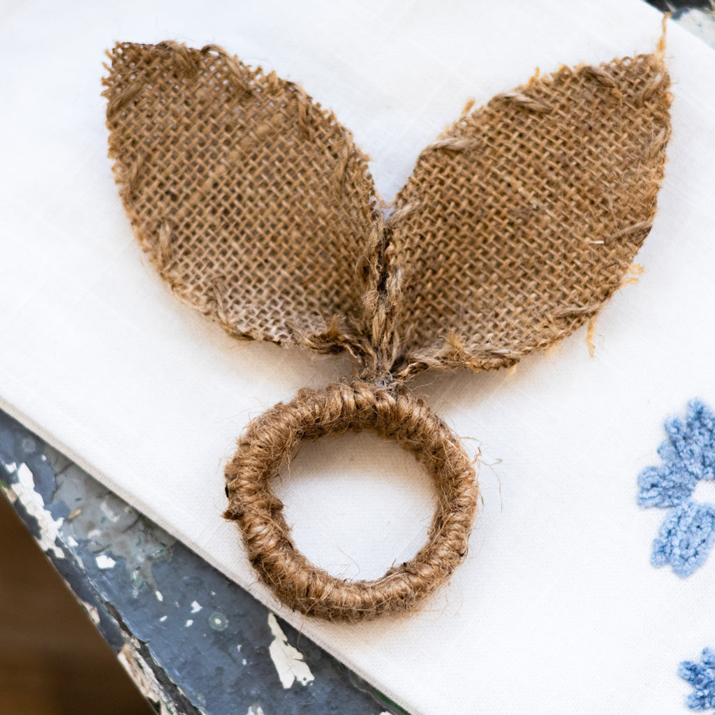 Easter Bunny Ears Napkin Ring Burlap and Jute