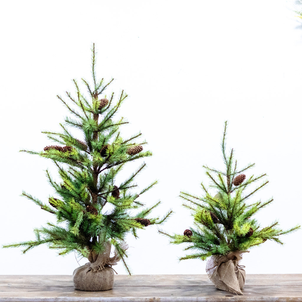 Short Pine Pinecone Tree with Burlap Bag