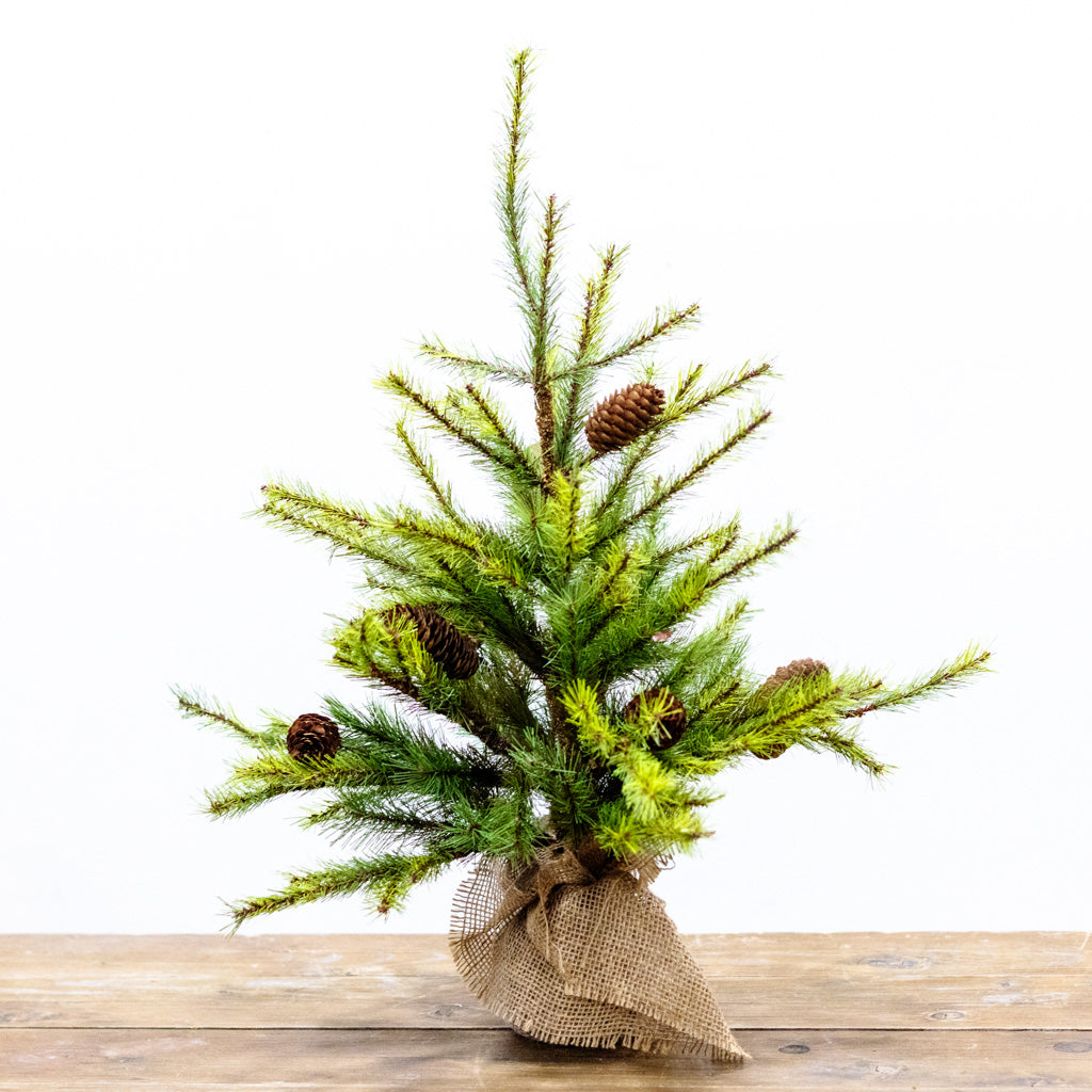 Short Pine Pinecone Tree with Burlap Bag