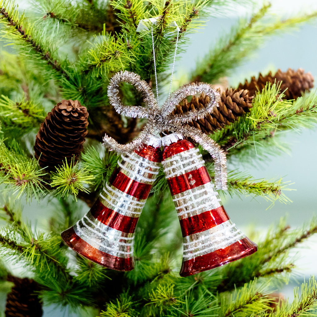 Glass Double Bell Ornament