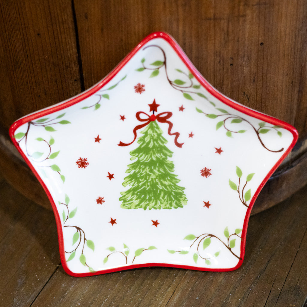 Ceramic Tidbit Dish with Tree Motif