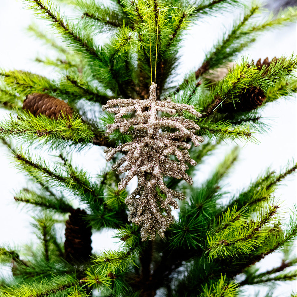 Large Gold Glittered Hanging Pinecone