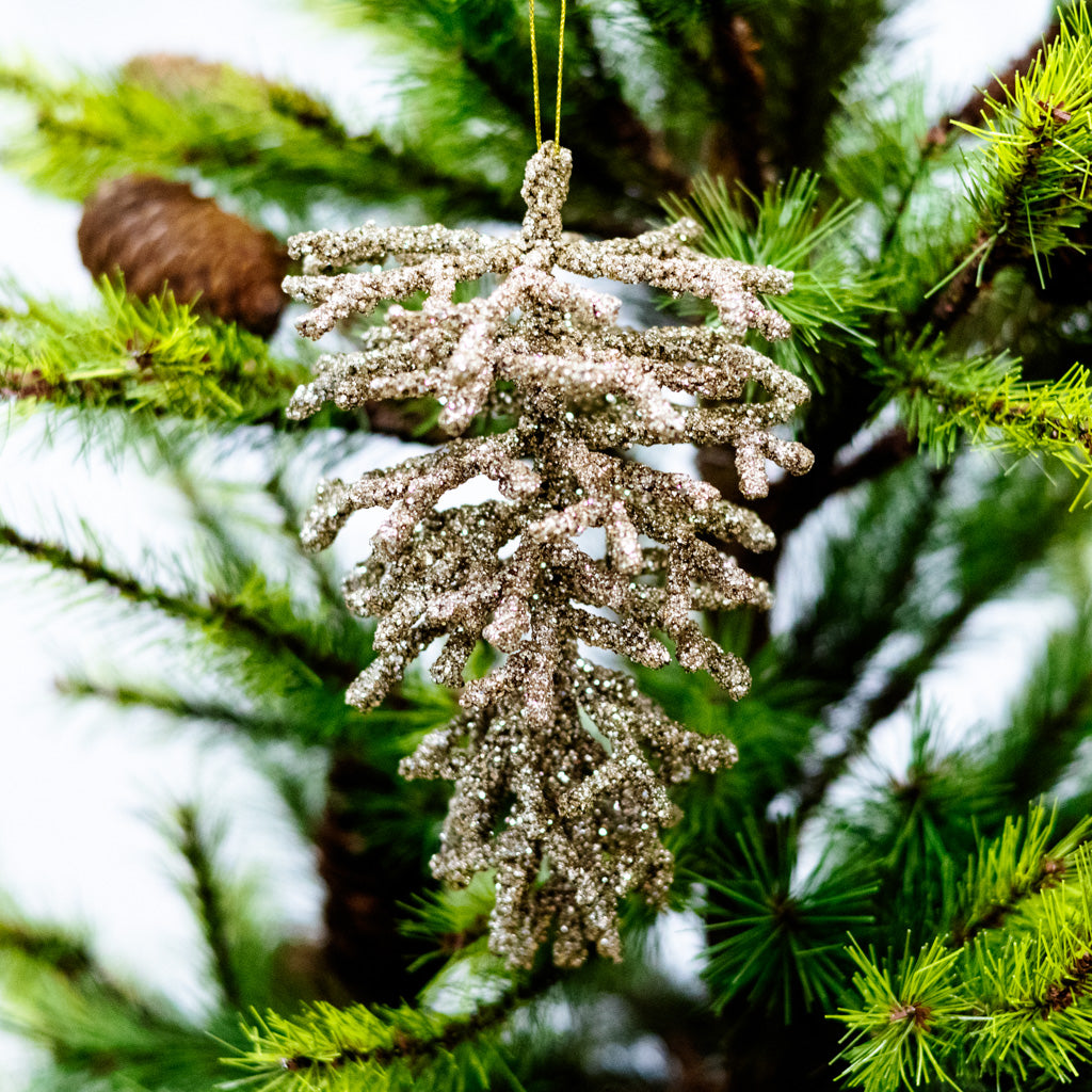 Large Gold Glittered Hanging Pinecone